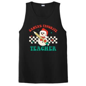 Santas Favorite Teacher Snowman Groovy Retro Christmas Xmas PosiCharge Competitor Tank