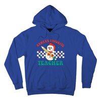 Santas Favorite Teacher Snowman Groovy Retro Christmas Xmas Hoodie