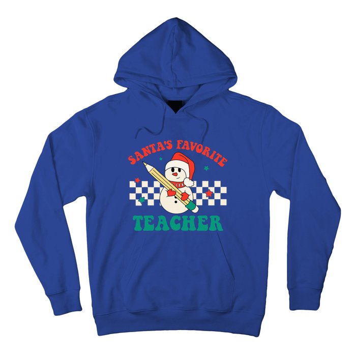 Santas Favorite Teacher Snowman Groovy Retro Christmas Xmas Hoodie