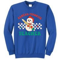 Santas Favorite Teacher Snowman Groovy Retro Christmas Xmas Sweatshirt