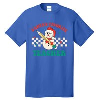 Santas Favorite Teacher Snowman Groovy Retro Christmas Xmas Tall T-Shirt