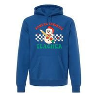 Santas Favorite Teacher Snowman Groovy Retro Christmas Xmas Premium Hoodie