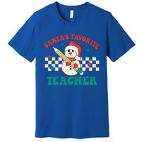 Santas Favorite Teacher Snowman Groovy Retro Christmas Xmas Premium T-Shirt