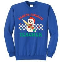 Santas Favorite Teacher Snowman Groovy Retro Christmas Xmas Tall Sweatshirt