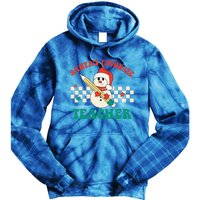 Santas Favorite Teacher Snowman Groovy Retro Christmas Xmas Tie Dye Hoodie