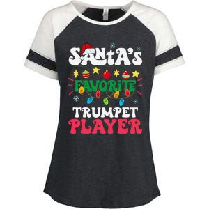 SantaS Favorite Trumpet Player Santa Hat Light Christmas Enza Ladies Jersey Colorblock Tee