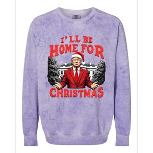 Santa Funny Trump ILl Be Home For Christmas Xmas Pajamas Colorblast Crewneck Sweatshirt