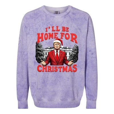 Santa Funny Trump ILl Be Home For Christmas Xmas Pajamas Colorblast Crewneck Sweatshirt