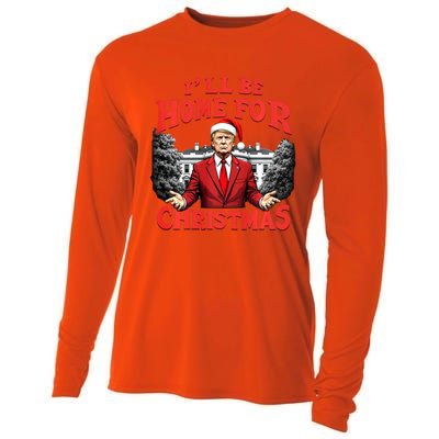 Santa Funny Trump ILl Be Home For Christmas Xmas Pajamas Cooling Performance Long Sleeve Crew