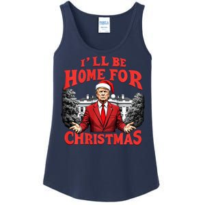 Santa Funny Trump ILl Be Home For Christmas Xmas Pajamas Ladies Essential Tank