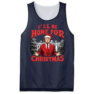 Santa Funny Trump ILl Be Home For Christmas Xmas Pajamas Mesh Reversible Basketball Jersey Tank