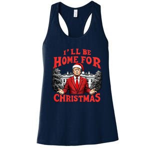 Santa Funny Trump ILl Be Home For Christmas Xmas Pajamas Women's Racerback Tank