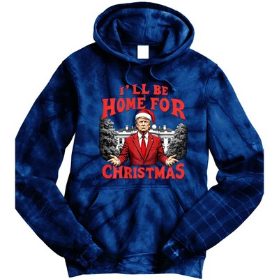 Santa Funny Trump ILl Be Home For Christmas Xmas Pajamas Tie Dye Hoodie