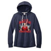 Santa Funny Trump ILl Be Home For Christmas Xmas Pajamas Women's Fleece Hoodie