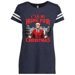 Santa Funny Trump ILl Be Home For Christmas Xmas Pajamas Enza Ladies Jersey Football T-Shirt