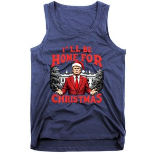 Santa Funny Trump ILl Be Home For Christmas Xmas Pajamas Tank Top