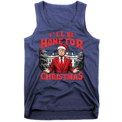 Santa Funny Trump ILl Be Home For Christmas Xmas Pajamas Tank Top