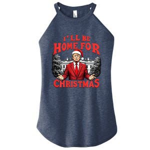 Santa Funny Trump ILl Be Home For Christmas Xmas Pajamas Women's Perfect Tri Rocker Tank