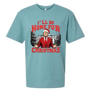 Santa Funny Trump ILl Be Home For Christmas Xmas Pajamas Sueded Cloud Jersey T-Shirt