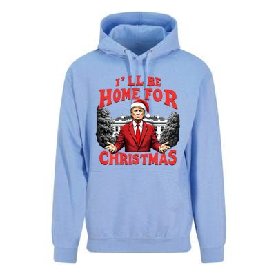 Santa Funny Trump ILl Be Home For Christmas Xmas Pajamas Unisex Surf Hoodie