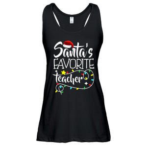 Santa's Favorite Teacher Christmas lights Santa Gifts Xmas Ladies Essential Flowy Tank