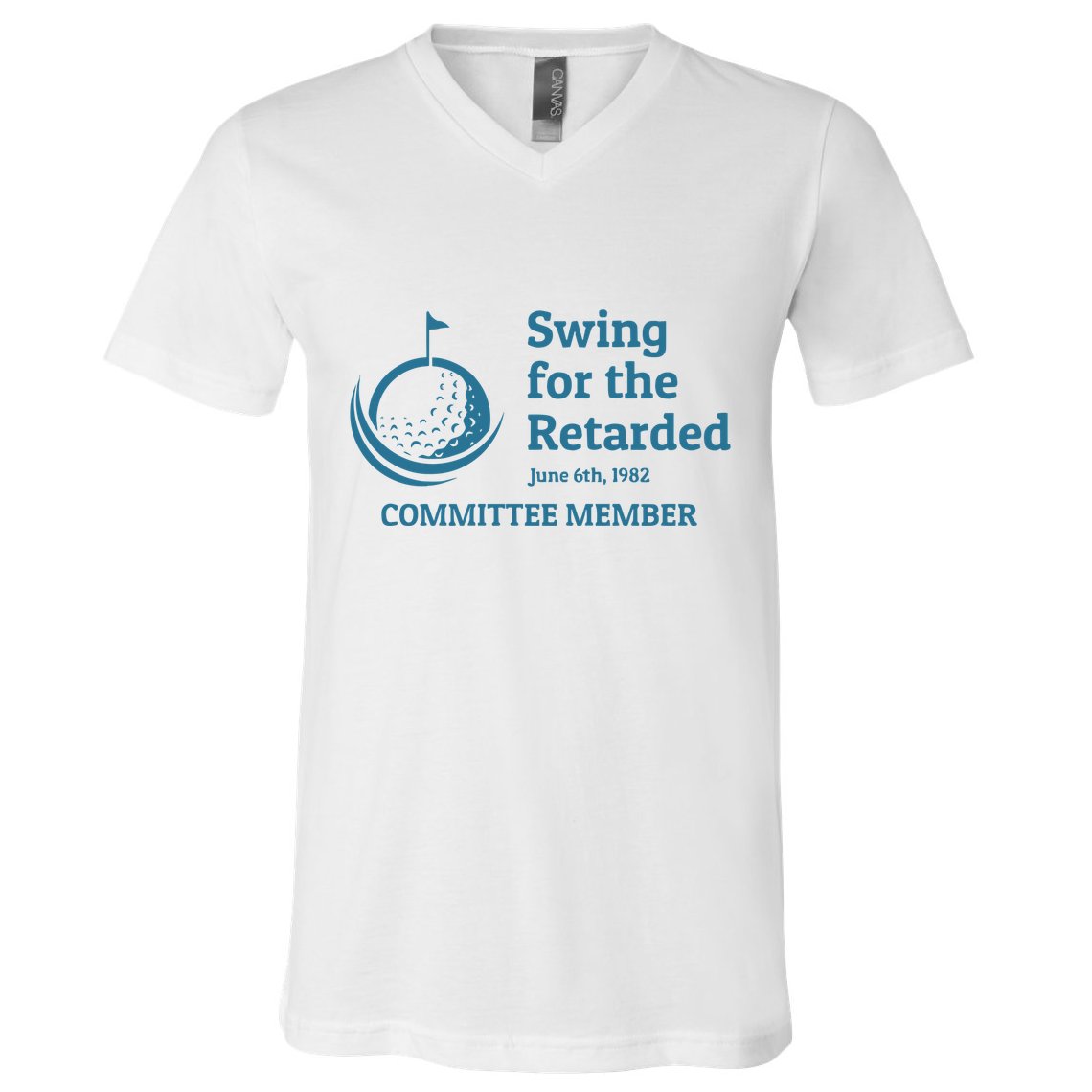 Swing For The Retarded Golf Ball Golf V-Neck T-Shirt