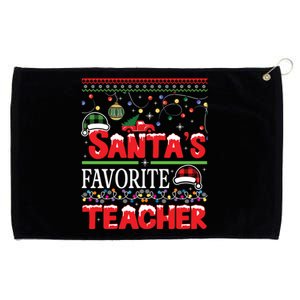 Santas Favorite Teacher Christmas Santa Hat Light Gift Grommeted Golf Towel