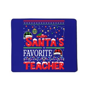 Santas Favorite Teacher Christmas Santa Hat Light Gift Mousepad