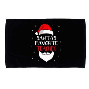 Santa's Favorite Teacher Funny Christmas  Teaching Gift Microfiber Hand Towel