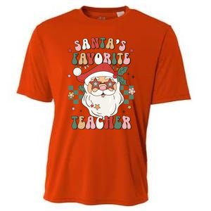 SantaS Favorite Teacher Groovy Retro Christmas 70s 80s Xmas Meaningful Gift Cooling Performance Crew T-Shirt