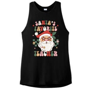 SantaS Favorite Teacher Groovy Retro Christmas 70s 80s Xmas Meaningful Gift Ladies PosiCharge Tri-Blend Wicking Tank