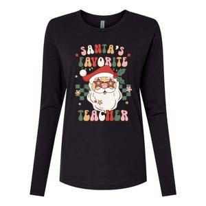 SantaS Favorite Teacher Groovy Retro Christmas 70s 80s Xmas Meaningful Gift Womens Cotton Relaxed Long Sleeve T-Shirt