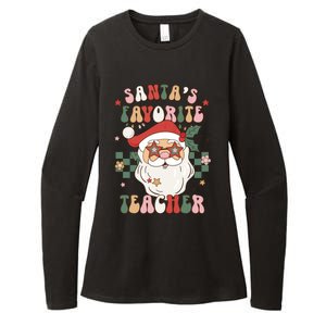 SantaS Favorite Teacher Groovy Retro Christmas 70s 80s Xmas Meaningful Gift Womens CVC Long Sleeve Shirt