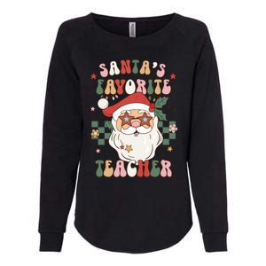 SantaS Favorite Teacher Groovy Retro Christmas 70s 80s Xmas Meaningful Gift Womens California Wash Sweatshirt