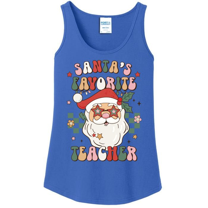 SantaS Favorite Teacher Groovy Retro Christmas 70s 80s Xmas Meaningful Gift Ladies Essential Tank