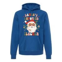 SantaS Favorite Teacher Groovy Retro Christmas 70s 80s Xmas Meaningful Gift Premium Hoodie