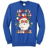 SantaS Favorite Teacher Groovy Retro Christmas 70s 80s Xmas Meaningful Gift Tall Sweatshirt