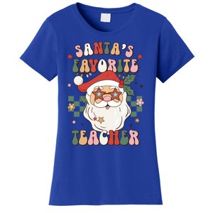 SantaS Favorite Teacher Groovy Retro Christmas 70s 80s Xmas Meaningful Gift Women's T-Shirt