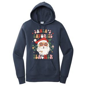 SantaS Favorite Teacher Groovy Retro Christmas 70s 80s Xmas Meaningful Gift Women's Pullover Hoodie