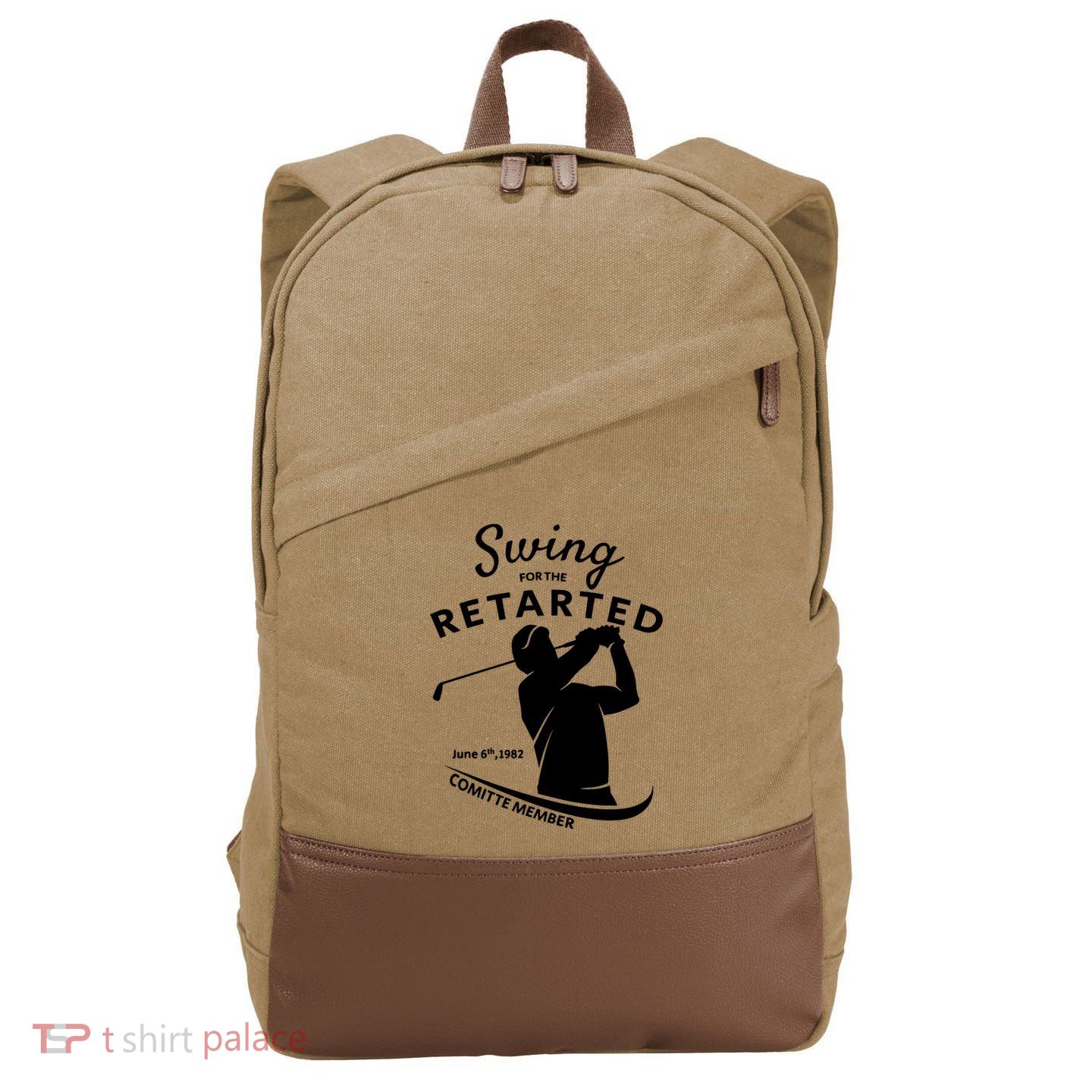 Swing For The Retarded June 6th 1982 Committee Member Cotton Canvas Backpack