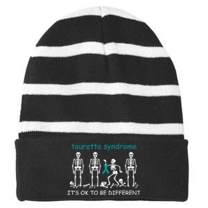 Support For Tourette Syndrome Striped Beanie with Solid Band