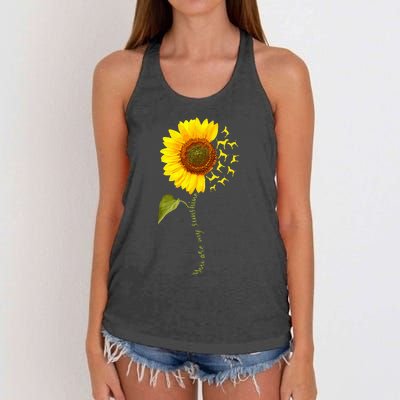 Sunflower Floral Treeing Walker Coonhound Dog Women's Knotted Racerback Tank