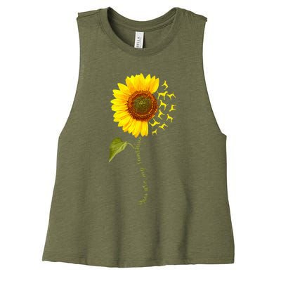 Sunflower Floral Treeing Walker Coonhound Dog Women's Racerback Cropped Tank