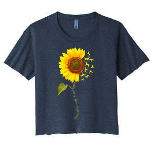 Sunflower Floral Treeing Walker Coonhound Dog Women's Crop Top Tee