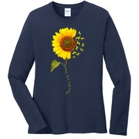 Sunflower Floral Treeing Walker Coonhound Dog Ladies Long Sleeve Shirt