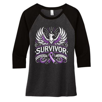 Survivor Fluoroquinolone Toxicity Awareness Women's Tri-Blend 3/4-Sleeve Raglan Shirt