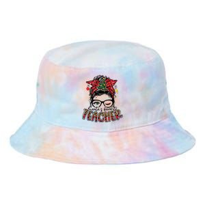 Santas Favorite Teacher Messy Bun Teacher Leopard Christmas Tie Dye Newport Bucket Hat