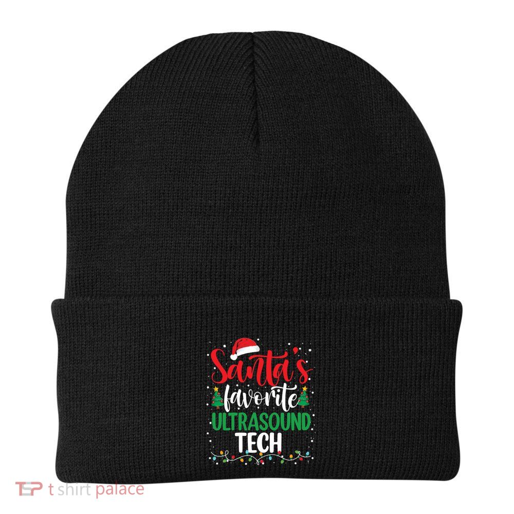 SantaS Favorite Ultrasound Tech Christmas Santa Hat Xmas Gift Beanie