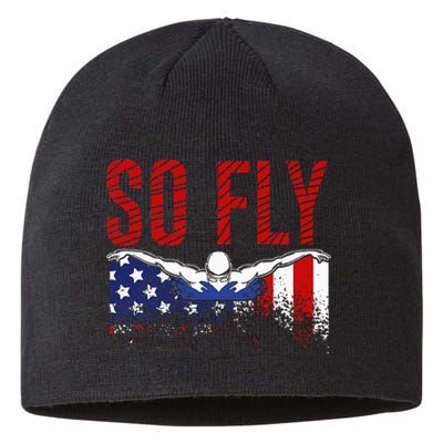 So Fly Usa Swimming Team Sports Athlete Us Swim Aquatic Sustainable Beanie