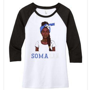 Somalian Flag Uniform Souvenirs Products Woman Somalia Women's Tri-Blend 3/4-Sleeve Raglan Shirt